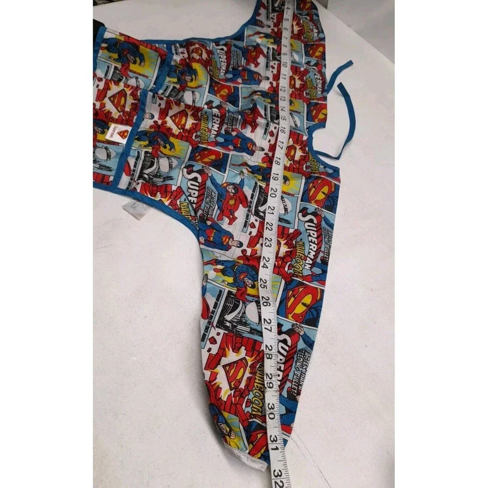 Vtg Bumkins Superman bib With Pockets kids boys girls Long Sleeve